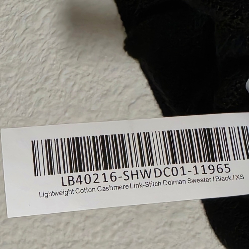 Quince Lightweight Cotton Cashmere Link Stitch Dolman Sweater Women XS Black New - Picture 5 of 5